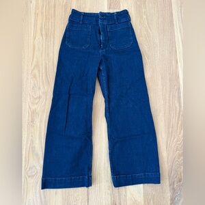 Anthropologie Maeve Colette Crop Wide Leg Jean in a dark denim